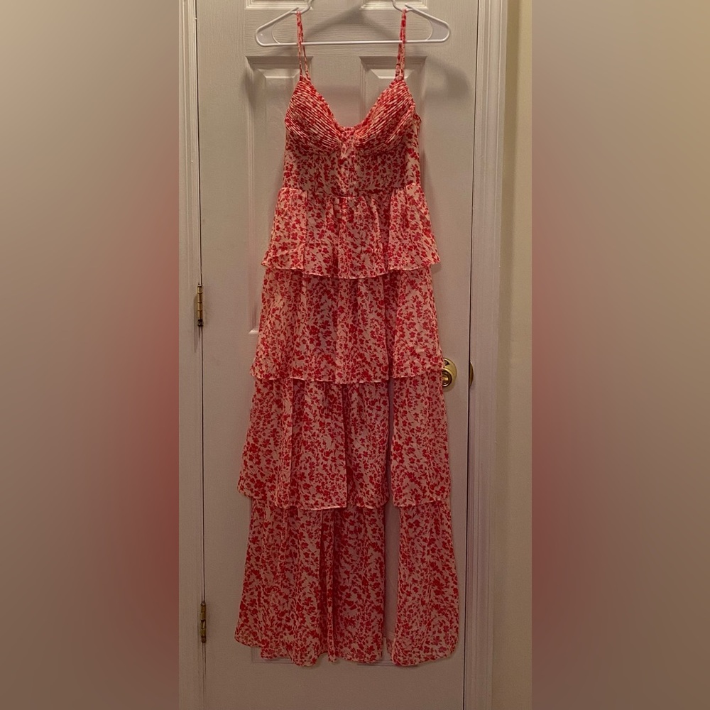 Birdy Grey Red and Cream Smocked Dress